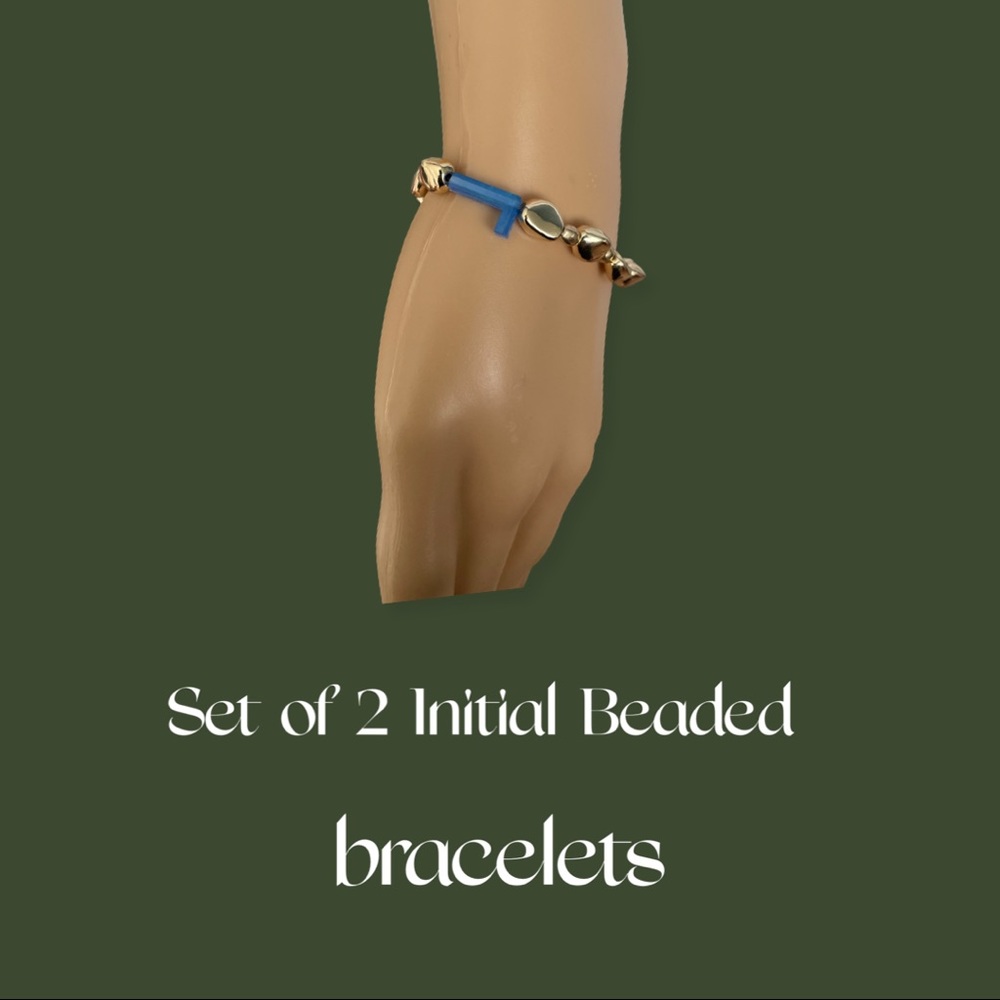Set of 2 Initial Beaded Bracelets